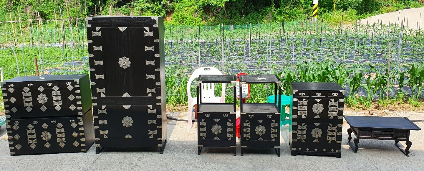 238. 문갑,머릿장,사방탁자,애기장,경상 (흑색 set)